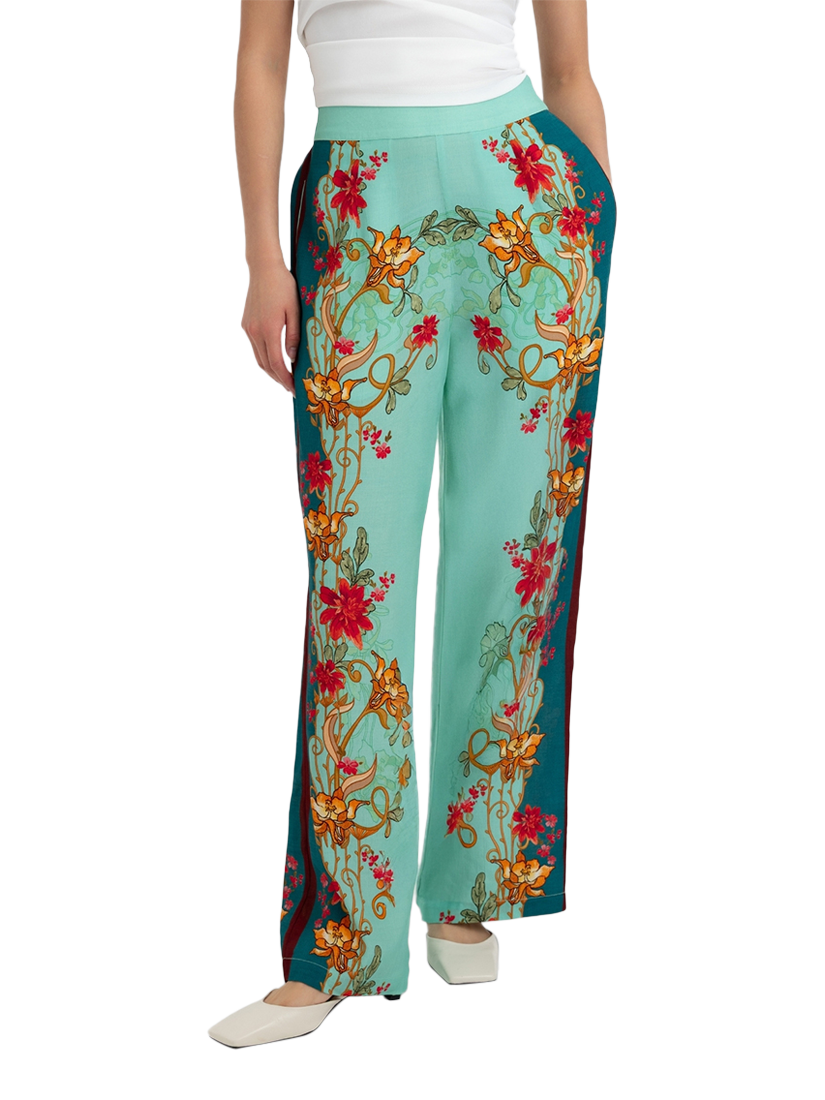 Product image 1 of 3, which shows Raishma Candy Floral Wide Leg Trousers, Multi, 8