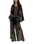 Raishma Siara Floral Wide Leg Trousers, Black