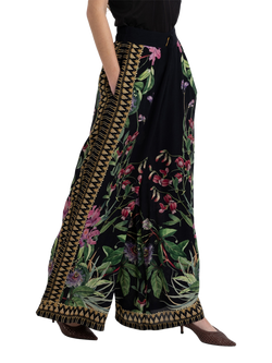 Raishma Siara Floral Wide Leg Trousers, Black - view 2, Black