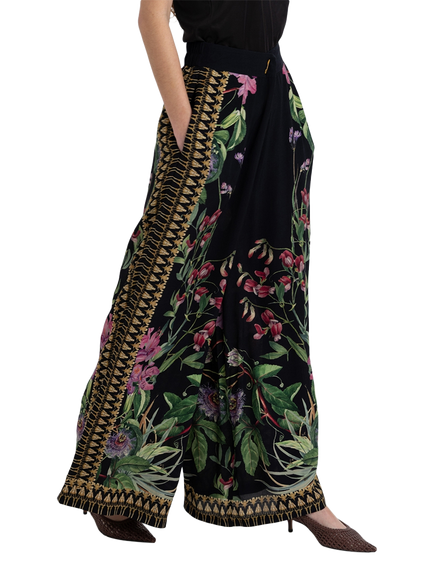 Raishma Siara Floral Wide Leg Trousers, Black - view 2, Black