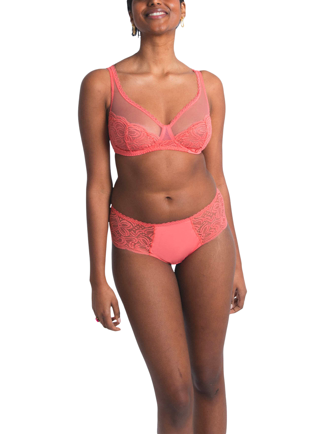 Product image 1 of 5, which shows Maison Lejaby Envie Balconette Bra, Sunrise, 10