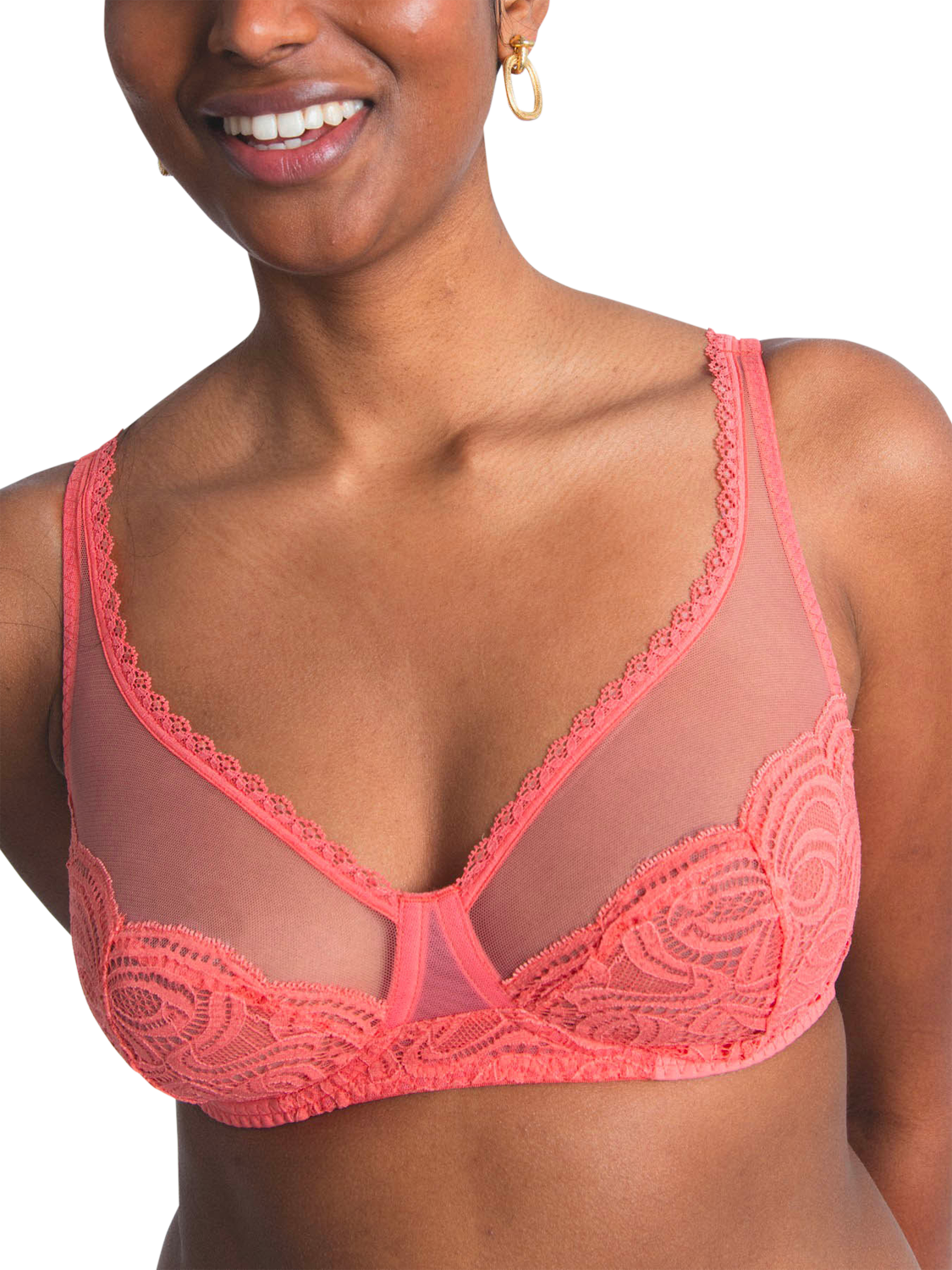 Product image 4 of 5, which shows Maison Lejaby Envie Balconette Bra, Sunrise, 10