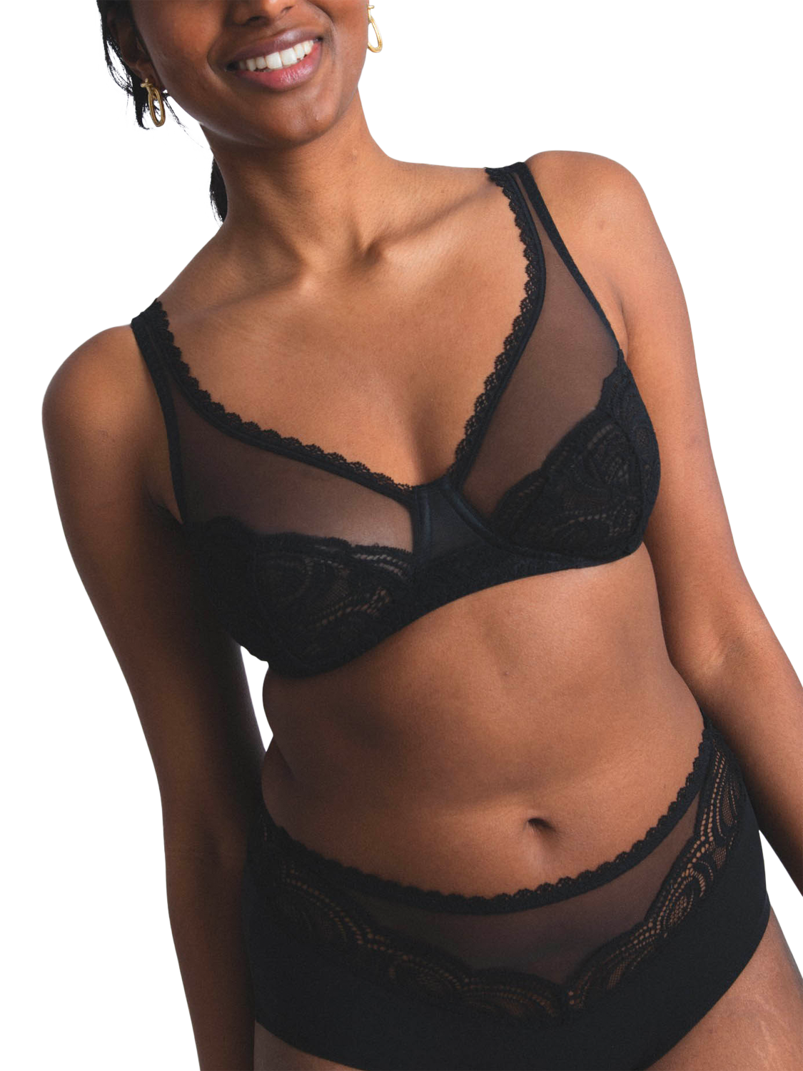 Product image 3 of 5, which shows Maison Lejaby Envie Balconette Bra, Noir, 10