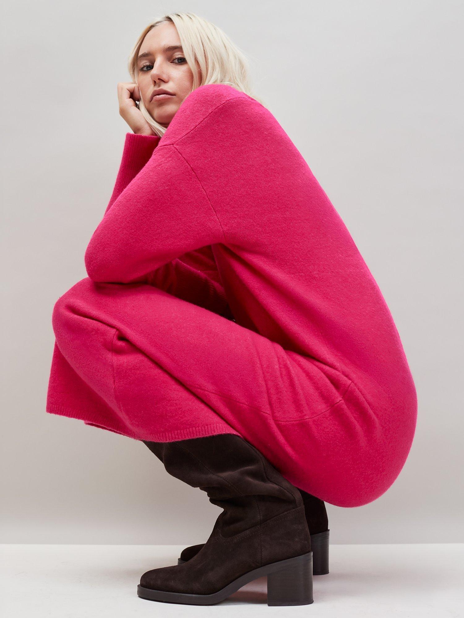 Product image 2 of 2, which shows Ro&Zo V-Neck Knit Jumper Maxi Dress, Pink, S