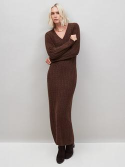 Ro&Zo Cable Knit Jumper Dress, Brown, Brown