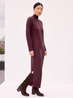 Ro&Zo Rib Knit High Neck Jumper Dress, Red