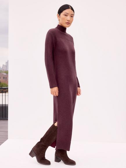 Ro&Zo Rib Knit High Neck Jumper Dress, Red
