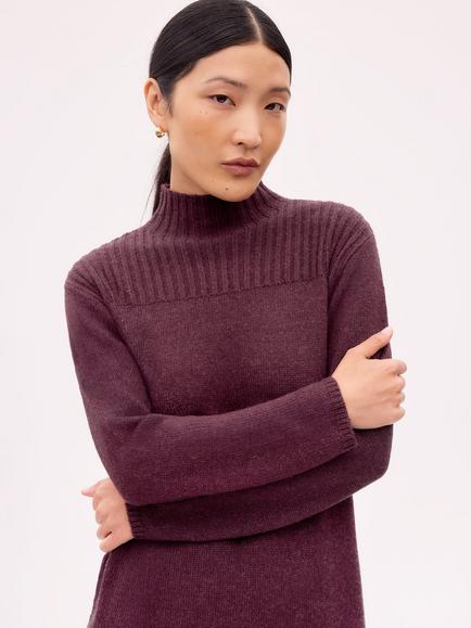 Ro&Zo Rib Knit High Neck Jumper Dress - view 2, Red
