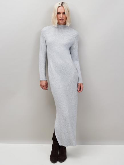Ro&Zo Rib Knit High Neck Jumper Dress, Grey