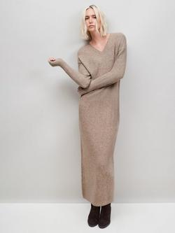 Ro&Zo V-Neck Knit Jumper Maxi Dress, Natural