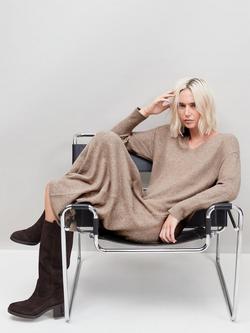 Ro&Zo V-Neck Knit Jumper Maxi Dress - view 2, Natural