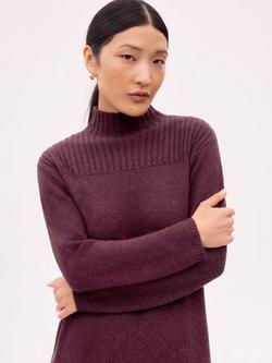 Ro&Zo Petite Rib Knit High Neck Jumper Dress, Red - view 2, Red