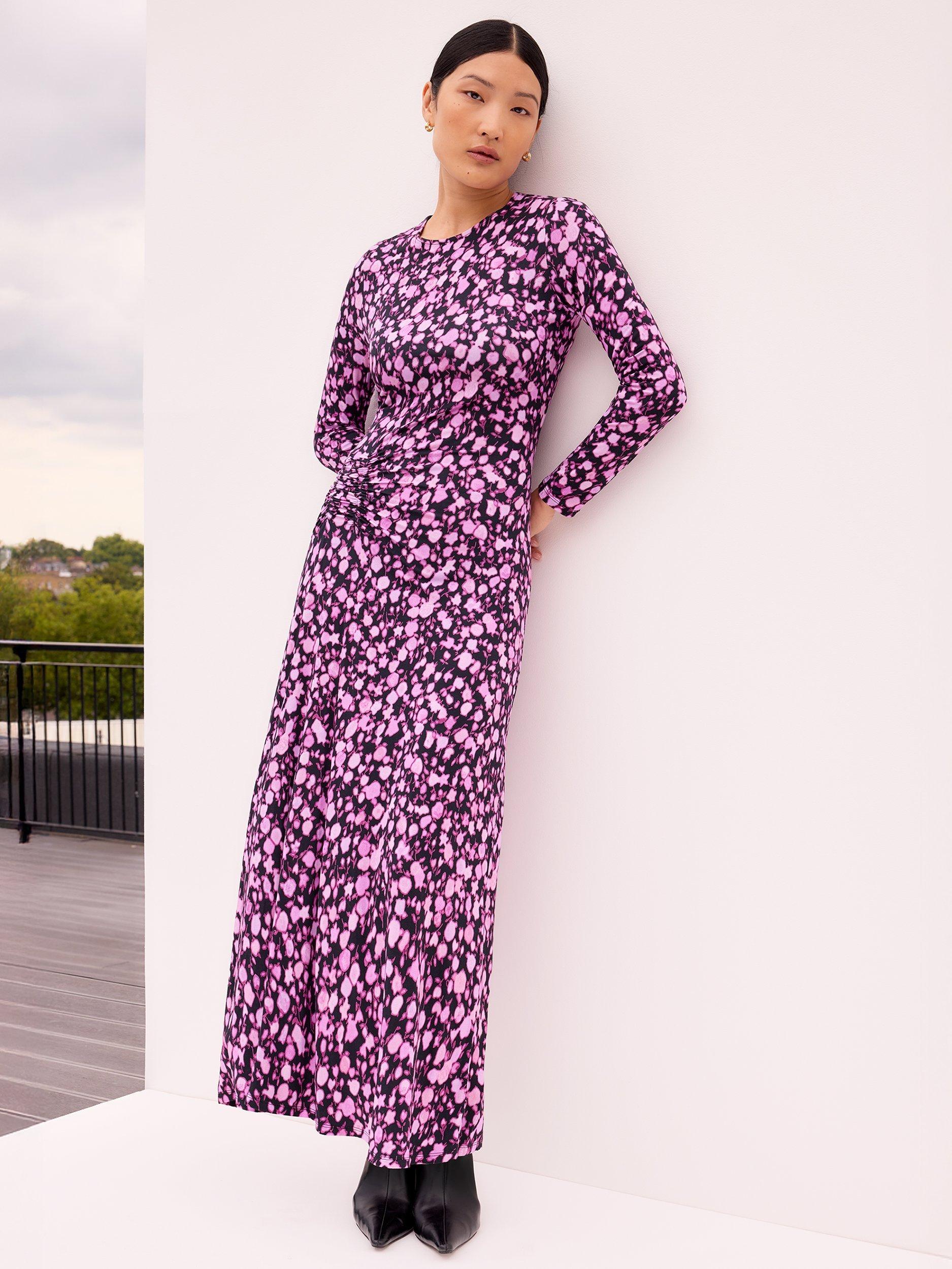 Product image 1 of 5, which shows Ro&Zo Petite Batik Print Maxi Dress, Pink, 8Pt