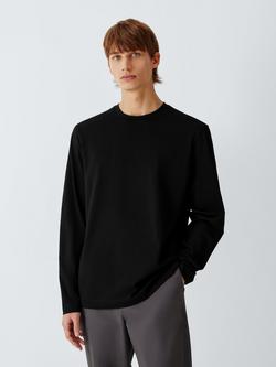 John Lewis Cotton Crew Neck Long Sleeve T-Shirt, Black