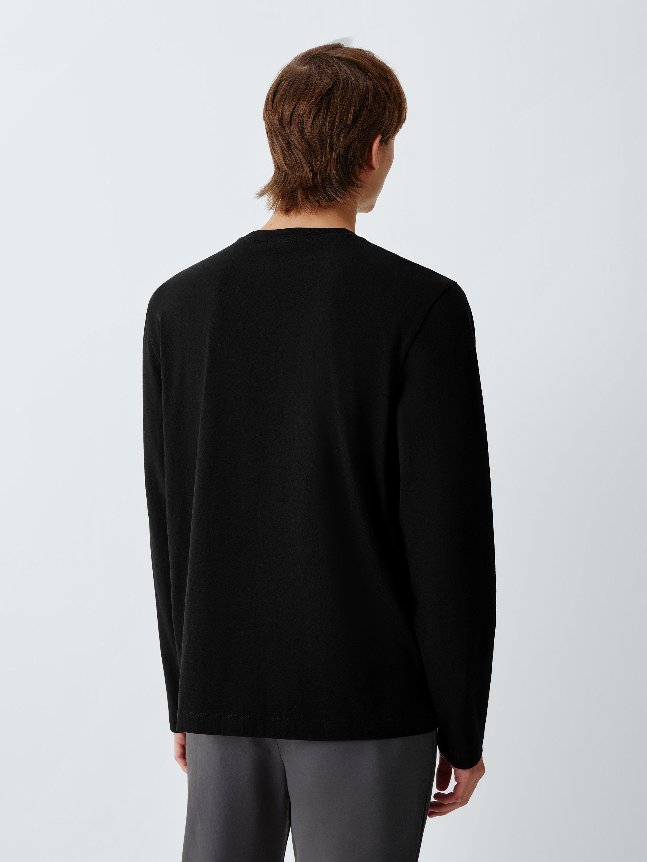Product image 2 of 6, which shows John Lewis Cotton Crew Neck Long Sleeve T-Shirt, Black, S