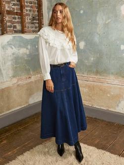 Ro&Zo Crochet Double Frill Top, White - view 2, White