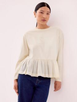 Ro&Zo Peplum Long Sleeve Top - view 2, Cream