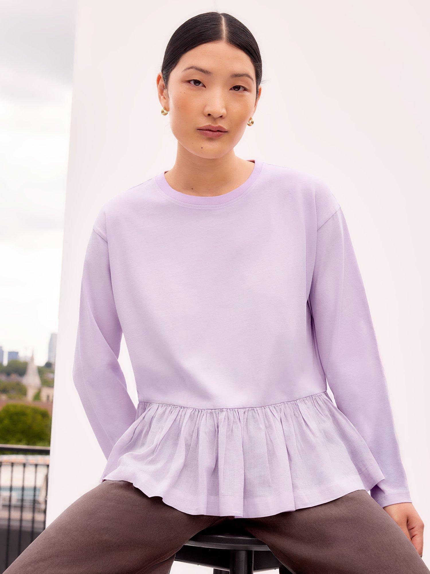 Product image 2 of 4, which shows Ro&Zo Peplum Long Sleeve Top, Lilac, XS