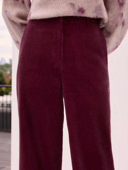 Ro&Zo Corduroy Wide Leg Trousers, Red - view 2, Red