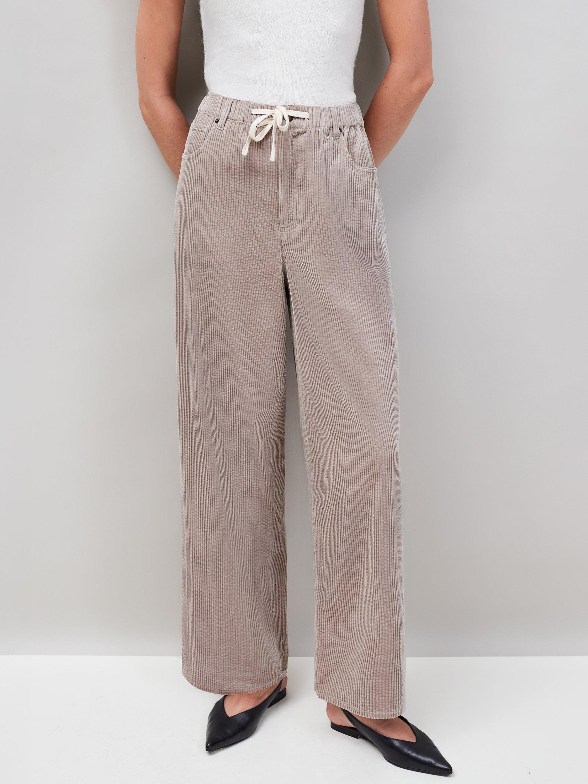 Product image 1 of 1, which shows Ro&Zo Petite Drawstring Corduroy Trousers, Brown, 6Pt