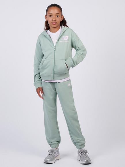 New Balance Kids' Stacked Logo Zip Through Hoodie and Jogger Set, Mosaic Green, Mosaic Green