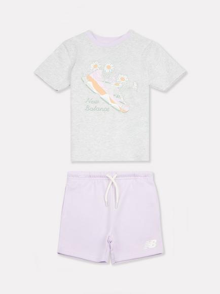 New Balance Kids' T-Shirt and Shorts Set, Ash Heather, Ash Heather