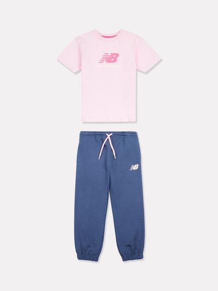 New Balance Kids' T-Shirt and Joggers Tracksuit Set, Light Raspberry/Indigo, Light Raspberry/Indigo