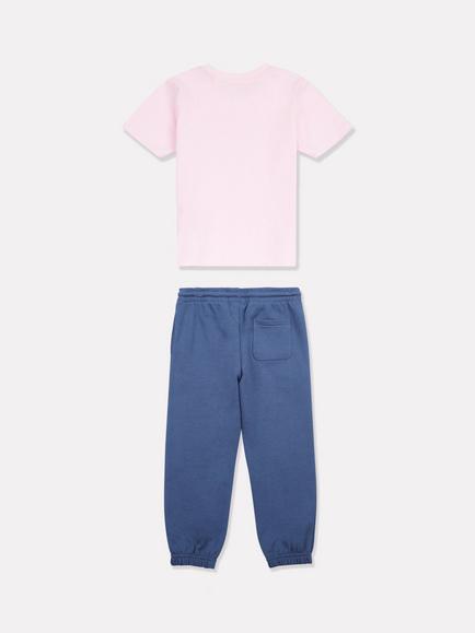 New Balance Kids' T-Shirt and Joggers Tracksuit Set, Light Raspberry/Indigo - view 2, Light Raspberry/Indigo
