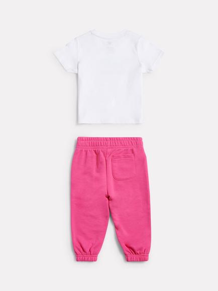 Nee Balance Kids' Cotton Blend T-Shirt and Joggers Set, Nb Bright White/Pink - view 2, Nb Bright White/Pink