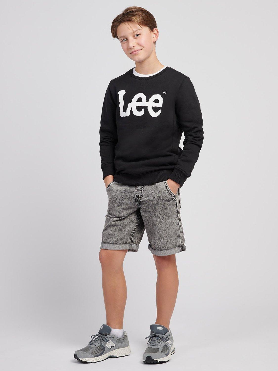 Product image 3 of 5, which shows Lee Kids' Wobbly Lee Graphic Crew Sweatshirt, Black/White, 7-8 years