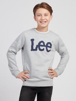 Lee Kids' Wobbly Lee Graphic Crew Sweatshirt, Vintage Grey Heather