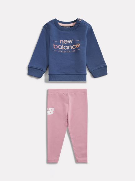 New Balance Sunrise Kids' Cotton Blend Crew T-Shirt and Legging Set, Vintage Indigo