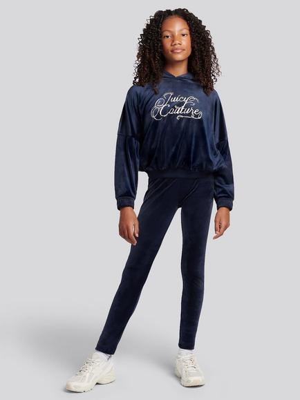 Juicy Couture Kids' Relaxed Hoodie & Velour Leggings Set, Night Sky