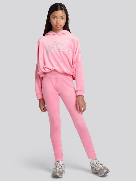 Juicy Couture Kids' Relaxed Hoodie & Velour Leggings Set, Morning Glory