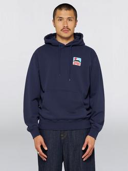 Edwin Cotton Sunset On Fuji Hoodie, Maritime Blue, Maritime Blue