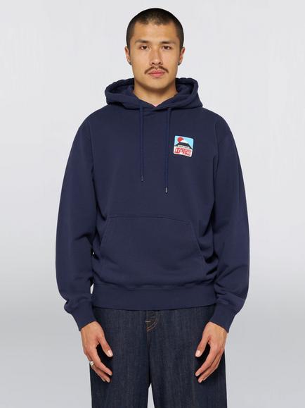 Edwin Cotton Sunset On Fuji Hoodie, Maritime Blue, Maritime Blue