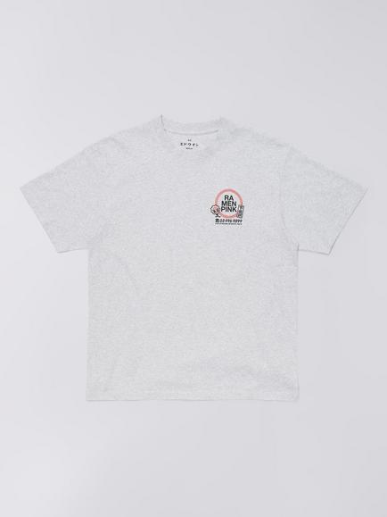 Edwin Ramen Pink Graphic Cotton T-Shirt, Grey Marl, Grey Marl