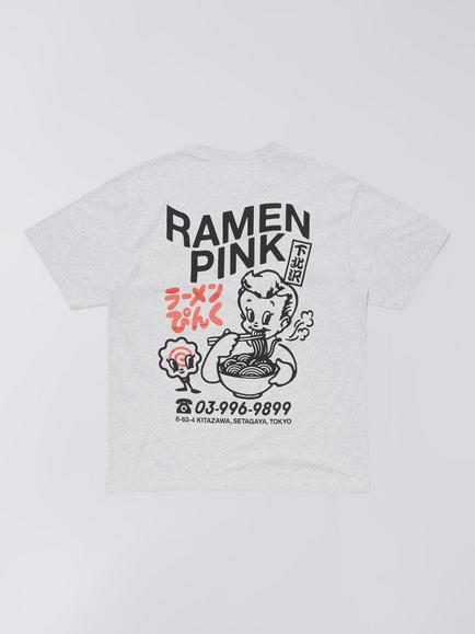 Edwin Ramen Pink Graphic Cotton T-Shirt, Grey Marl - view 2, Grey Marl