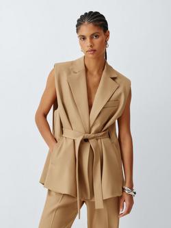John Lewis Tie Belt Cape Waistcoat, Camel, Camel