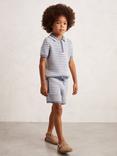 Reiss Kids' Peter Knitted Stripe Shorts, Blue/White