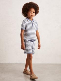 Reiss Kids' Peter Knitted Stripe Shorts, Blue/White - view 2, Blue/White