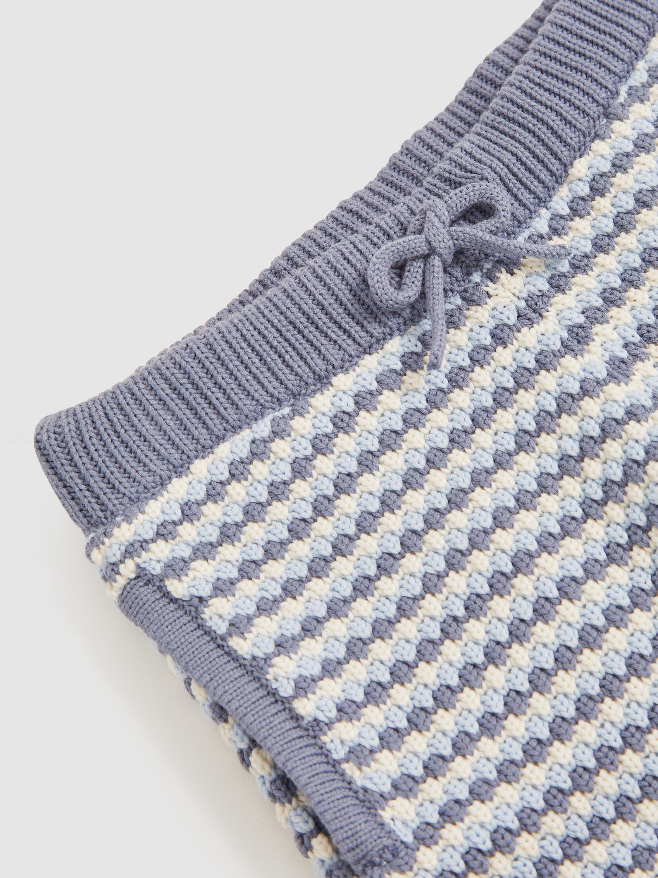 Product image 4 of 4, which shows Reiss Kids' Peter Knitted Stripe Shorts, Blue/White, 4-5 years