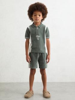 Reiss Kids' Trenton Chenille Tipped Motor Cars Shorts, Green/White, Green/White