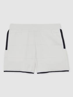 Reiss Kids' Barbor Tipped Knit Stictch Detail Shorts - view 2, White/Navy