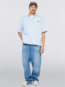 Edwin Cotton Toledo Stripe Short Sleeve Shirt, White/Blue - view 2, White/Blue