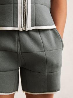 Reiss Kids' Barbor Tipped Knit Stictch Detail Shorts - view 2, Dark Sage Green