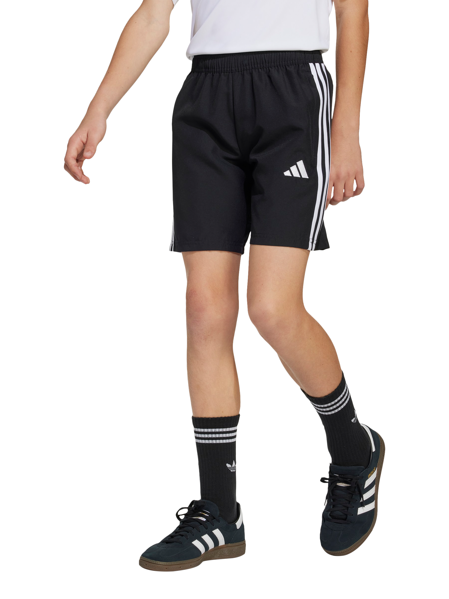 Product image 1 of 5, which shows adidas Kids' Tiro Shorts, Black/White, 7-8 years