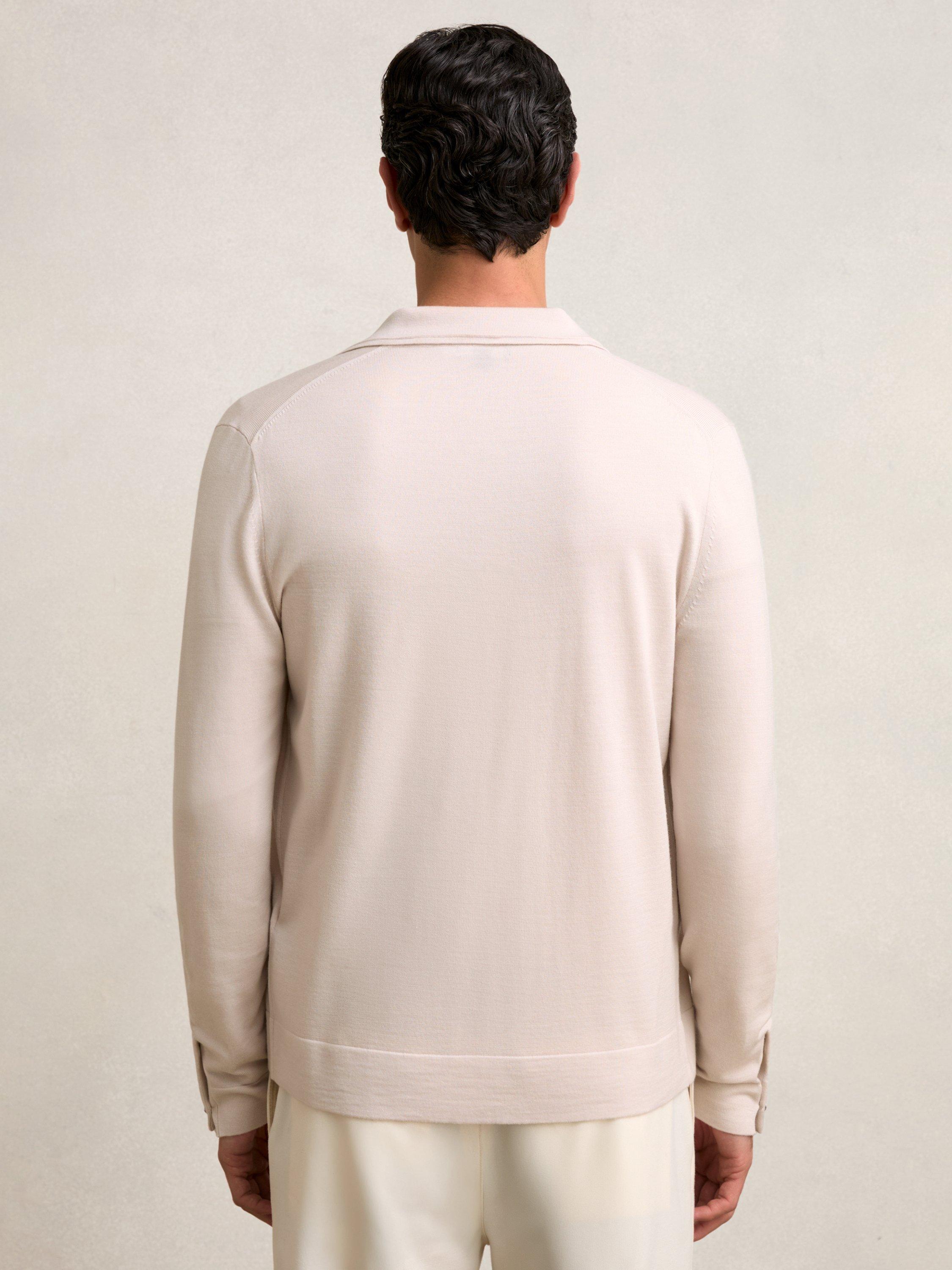 Product image 2 of 5, which shows Reiss Forbes Merino Wool Button-Through Cardigan, Beige, L