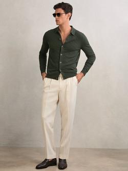 Reiss Gideon Button Through Wool Cardigan, Forest Green