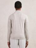 Reiss Hampshire Zip Front Merino Wool Cardigan, Wicker Brown Melange